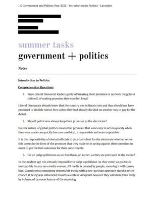 Know Government and Politics Summer Prep Work for New Politics Students; Start Politics as an A* student thumbnail