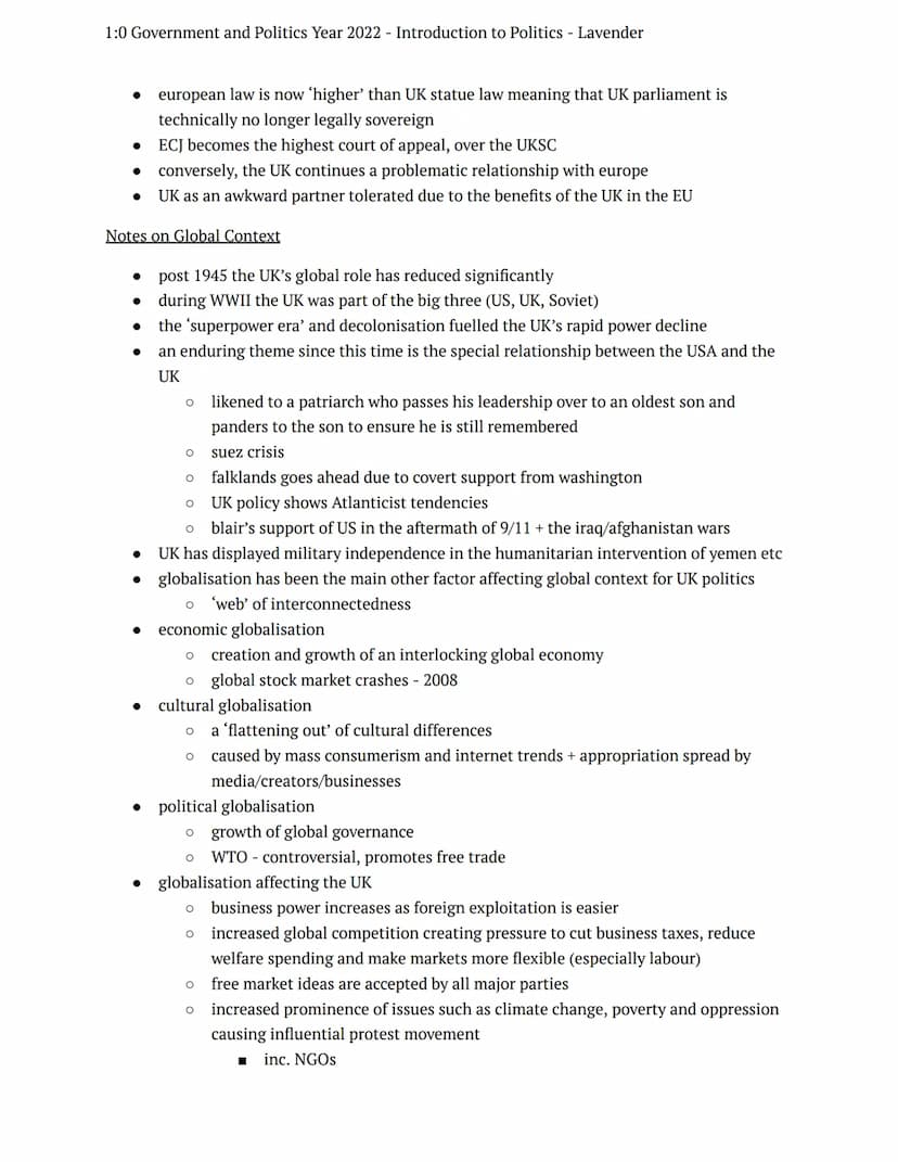 1:0 Government and Politics Year 2022 Introduction to Politics - Lavender
summer tasks
government + politics
Notes
Introduction to Politics
