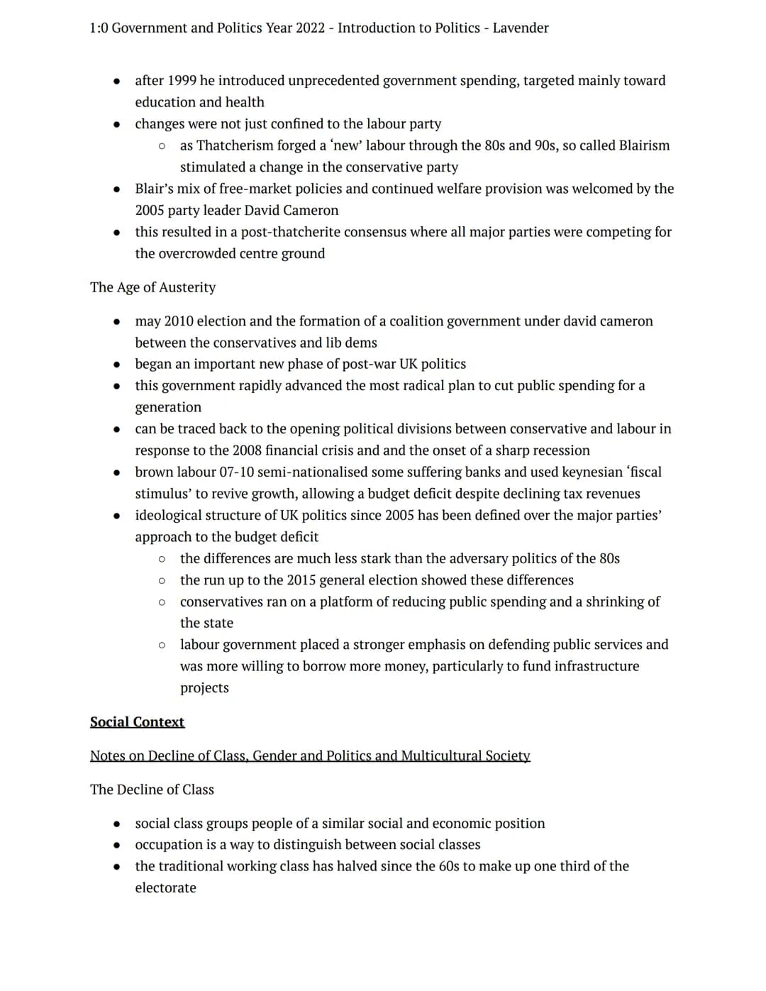 1:0 Government and Politics Year 2022 Introduction to Politics - Lavender
summer tasks
government + politics
Notes
Introduction to Politics
