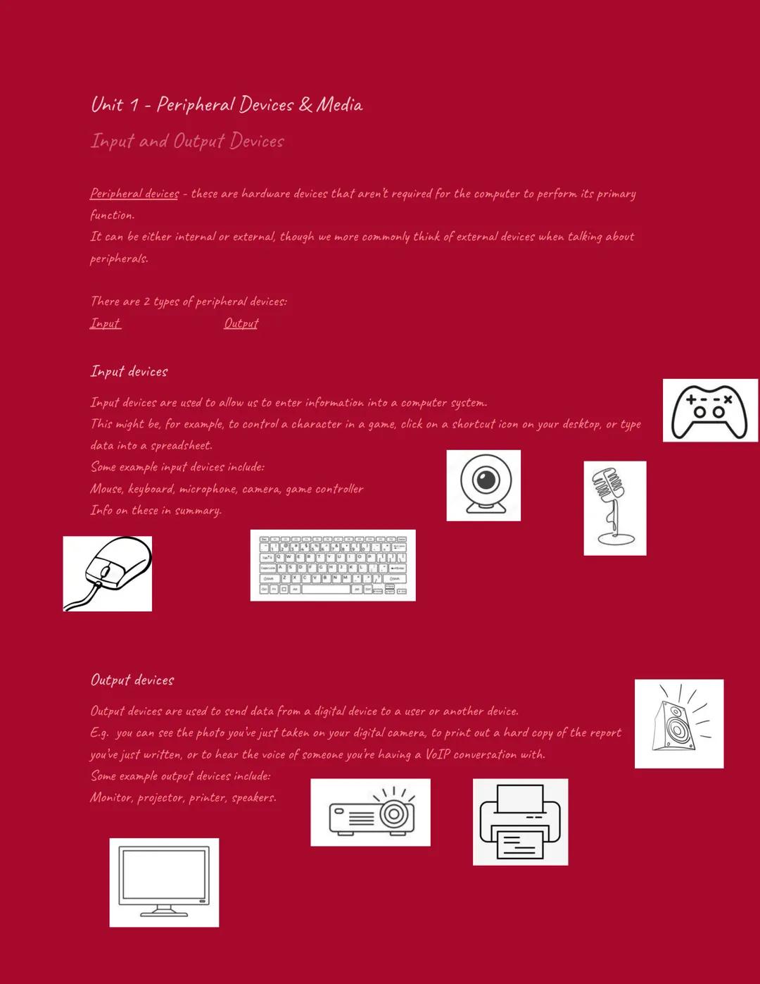 Overview of Peripheral Devices and Media in IT Systems