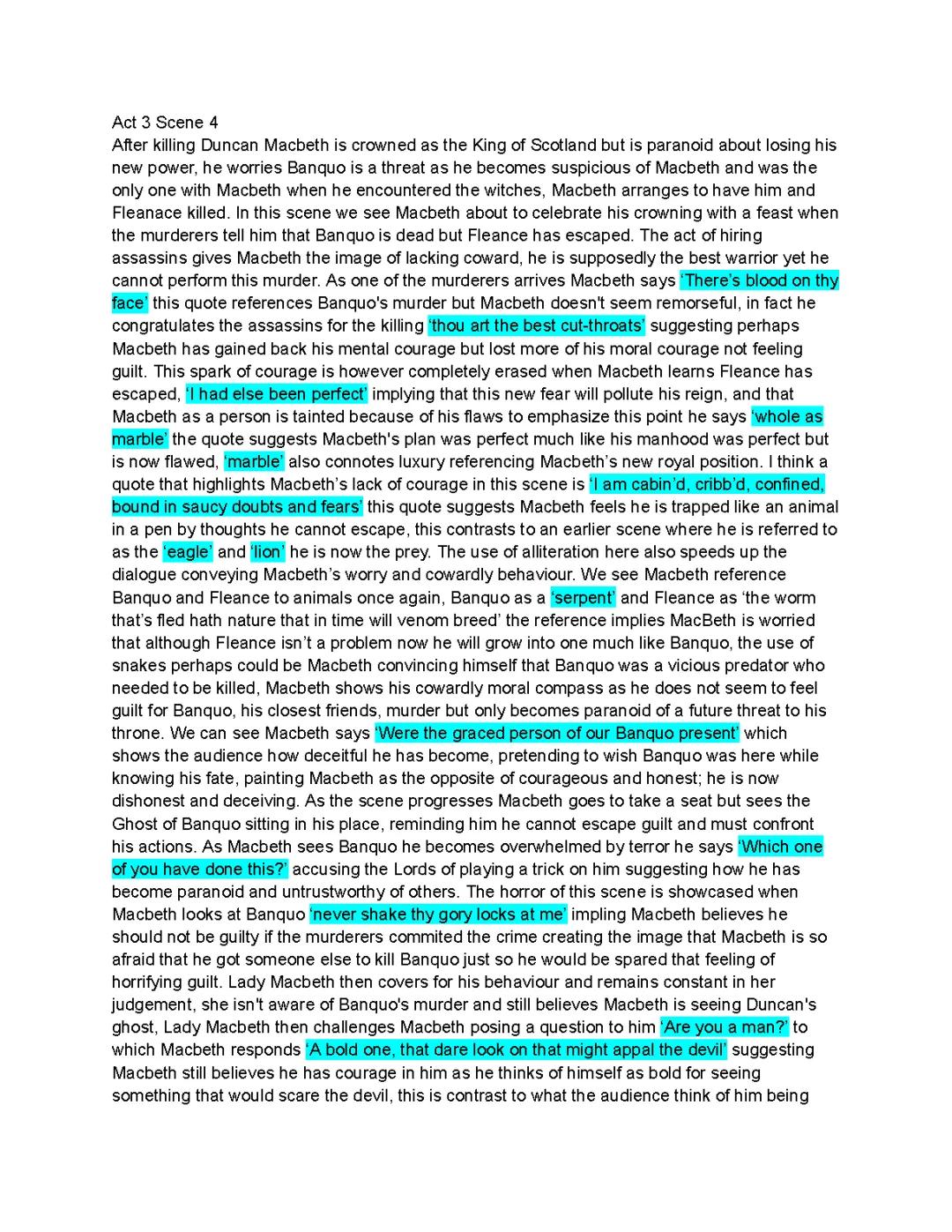 Macbeth - Act 3 Scene 4 Analysis