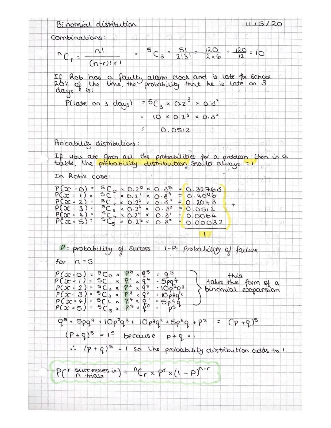 Binomial distribution
If you had a fair die and a coin and wanted to calculate.
the probability that you would get exactly two x 5s
at least