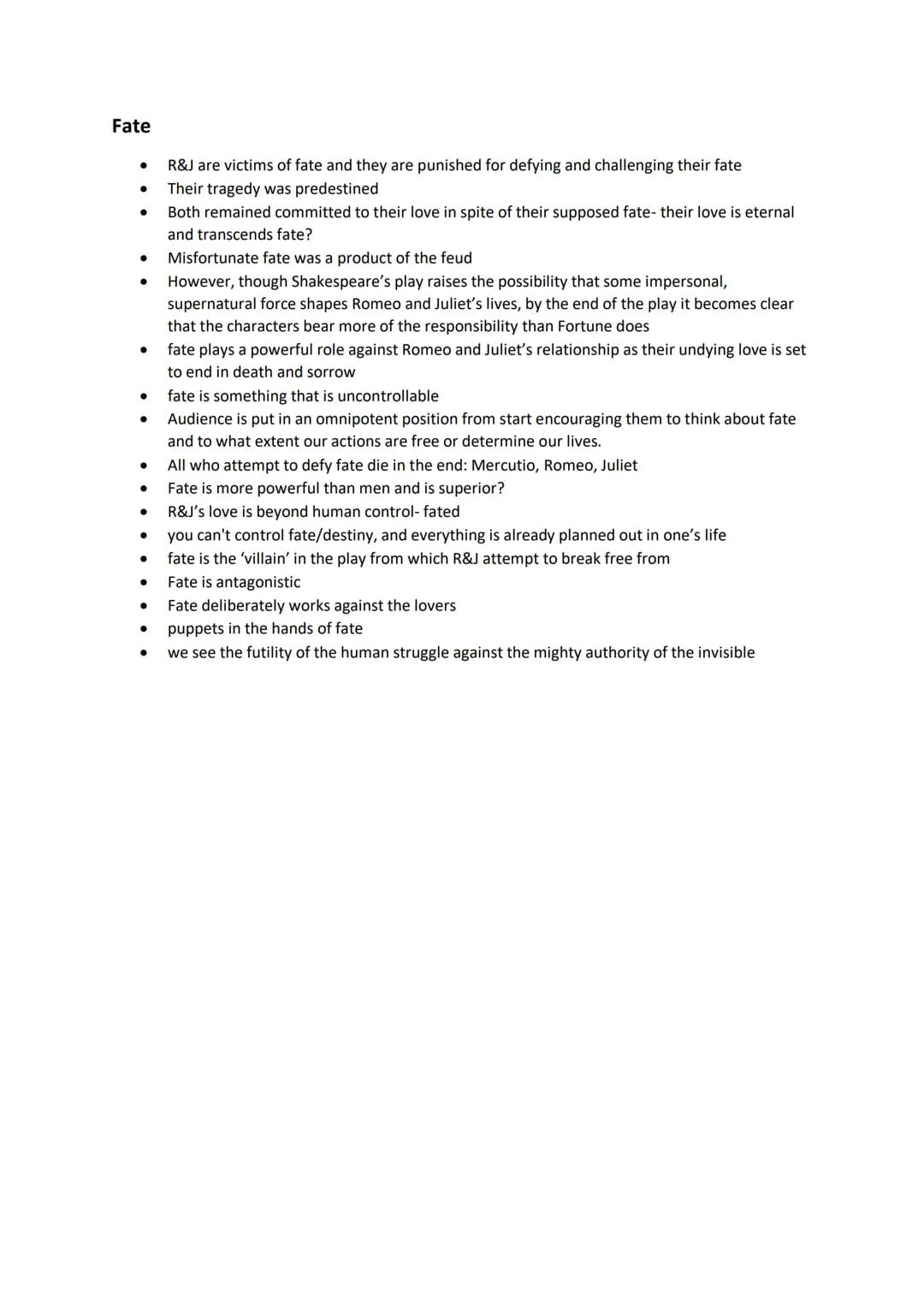 Romeo and Juliet- Fate revision notes