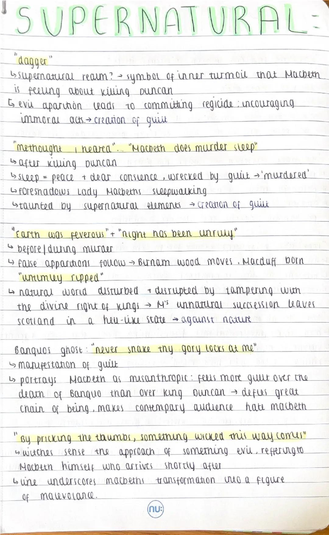 Aqa English lit Macbeth themes