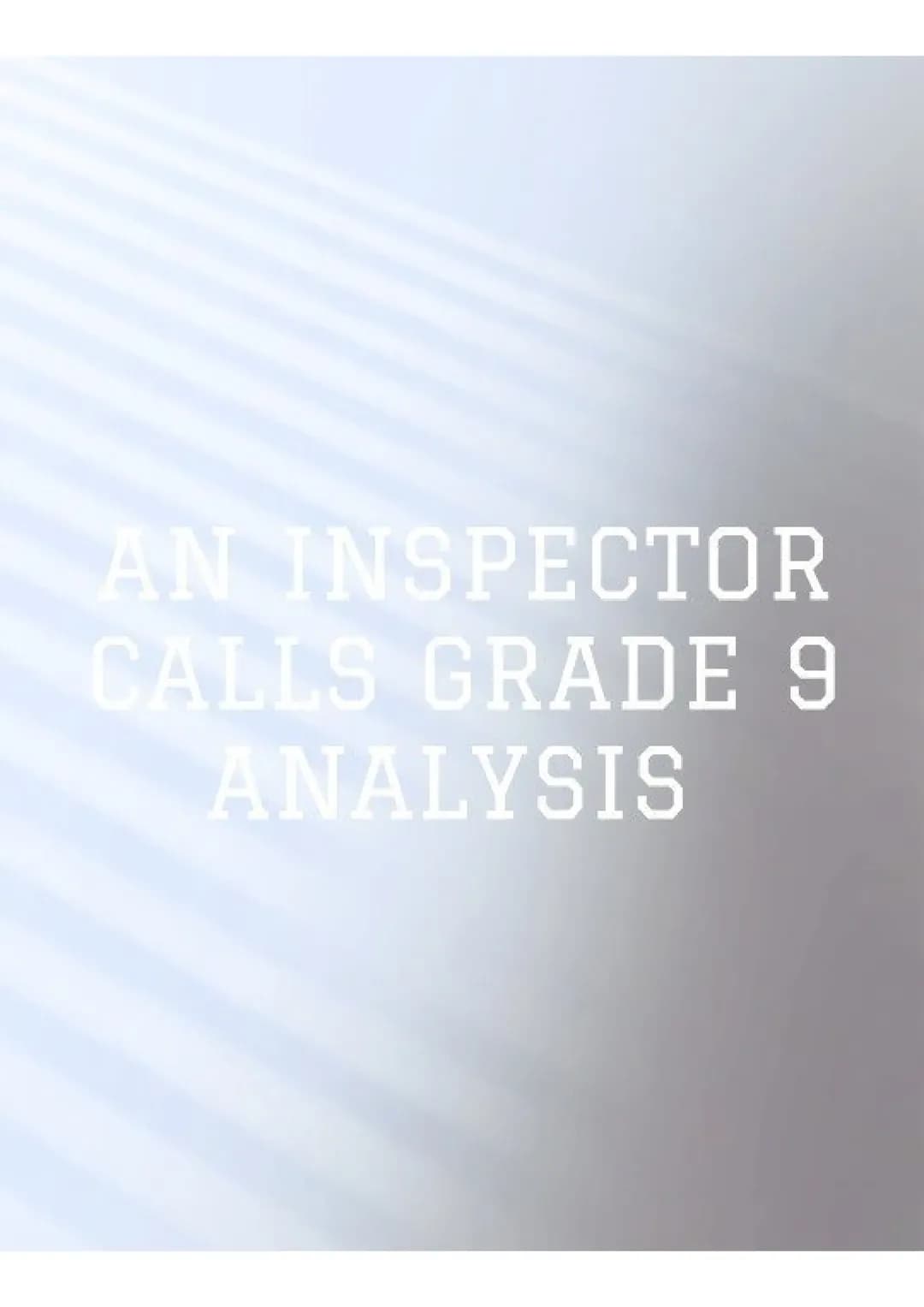 An Inspector Calls Grade 9 Analysis 