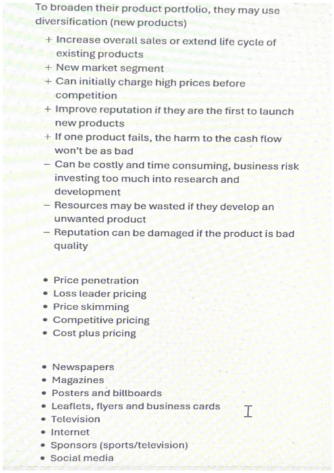 Product - identify customers' needs or wants
Price - good value
Promotion-potential customers must be aware
Place - convenience, channels of