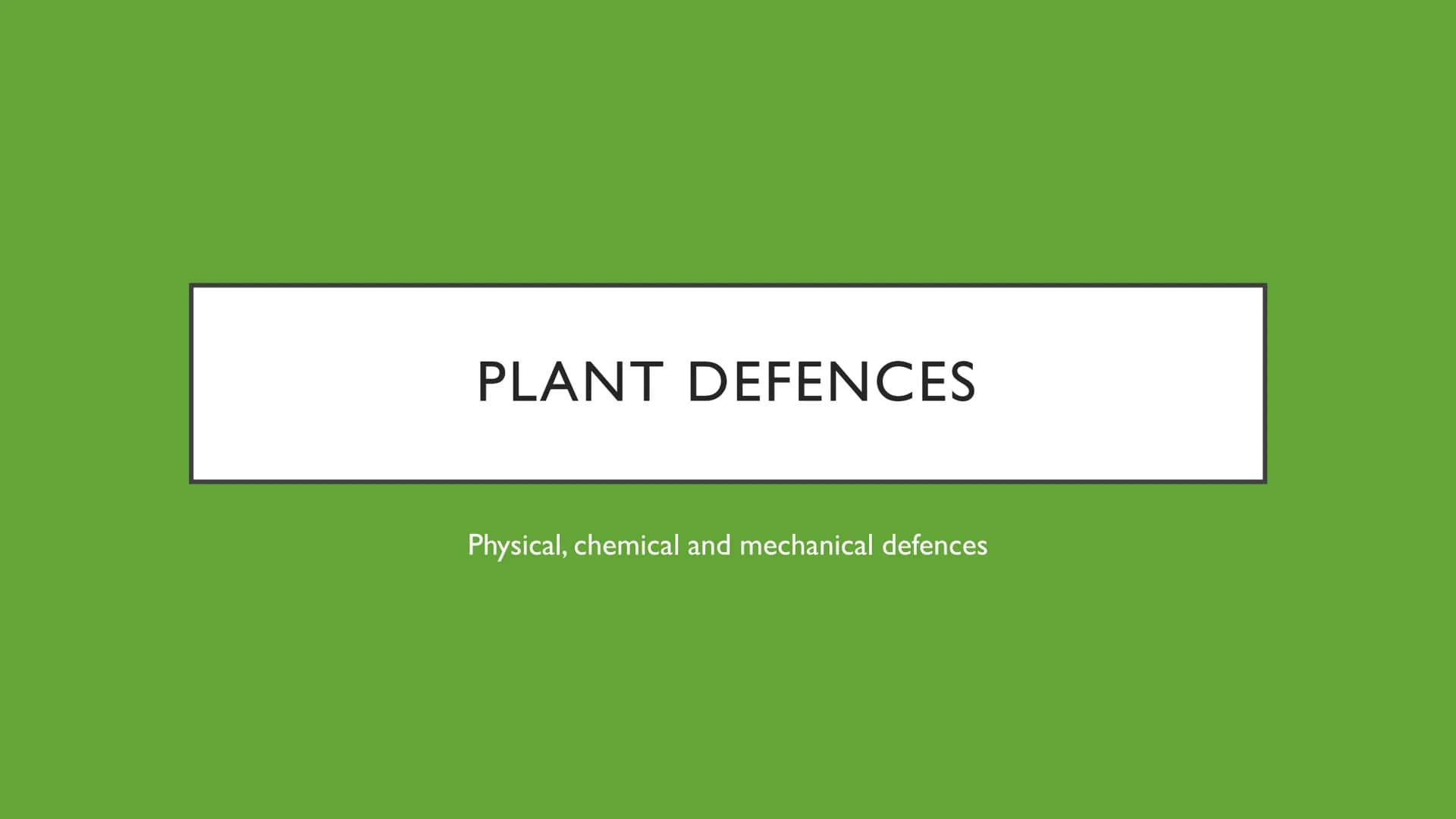 PLANT DEFENCES
Physical, chemical and mechanical defences ●
●
PHYSICAL
Cellulose cell walls block pathogens from cells.
• Pectins in cell wa
