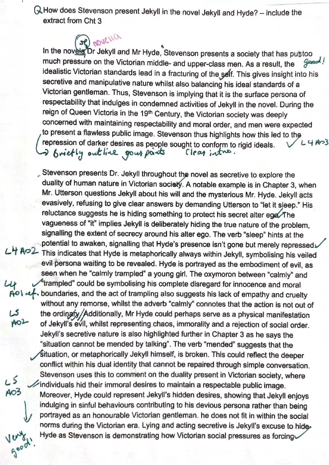 Jekyll and Hyde 39/40 essay- GCSE