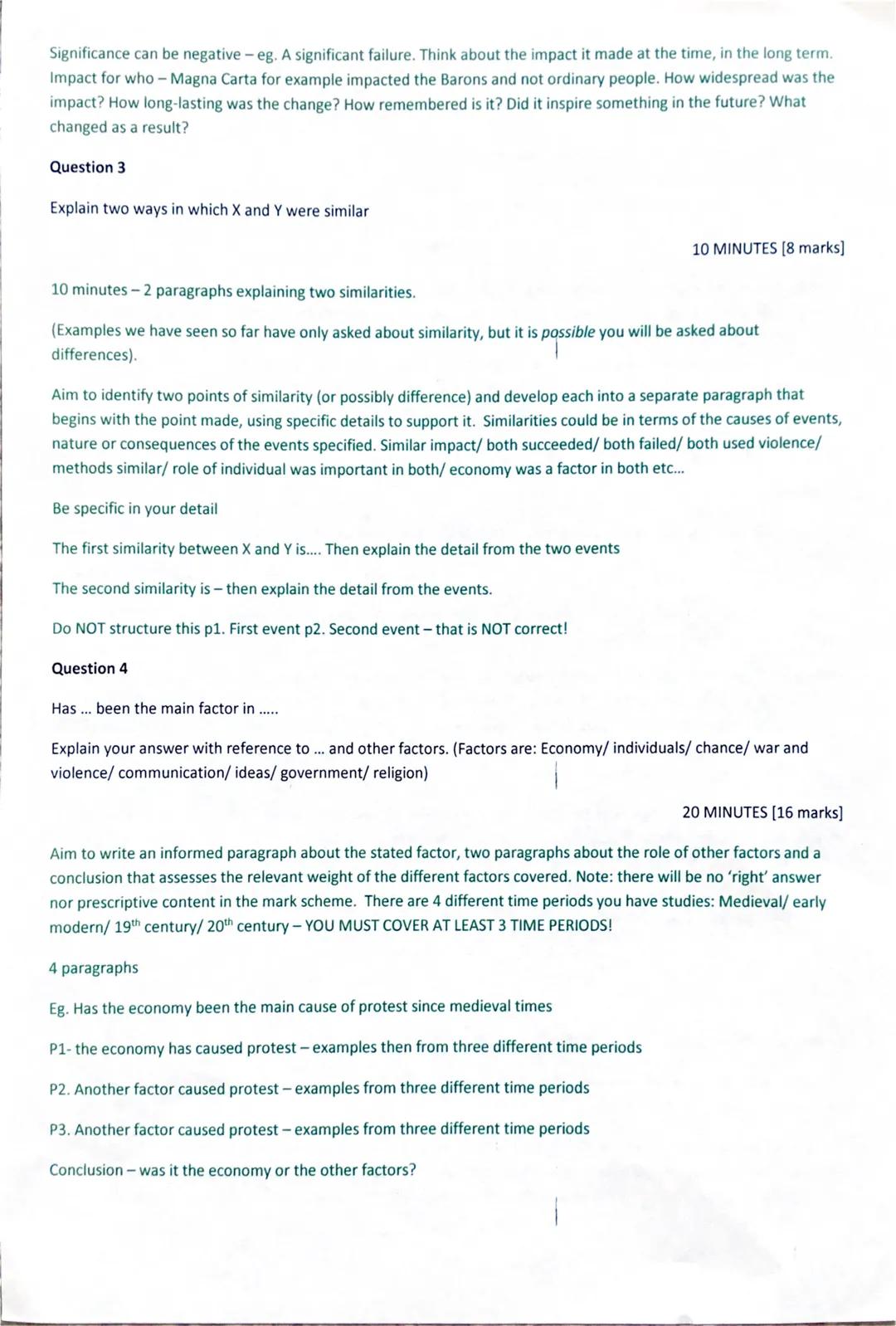 # AQA - Power and the People structure and advice

General points

- Use key words from each question in your response.
- Spend approximatel