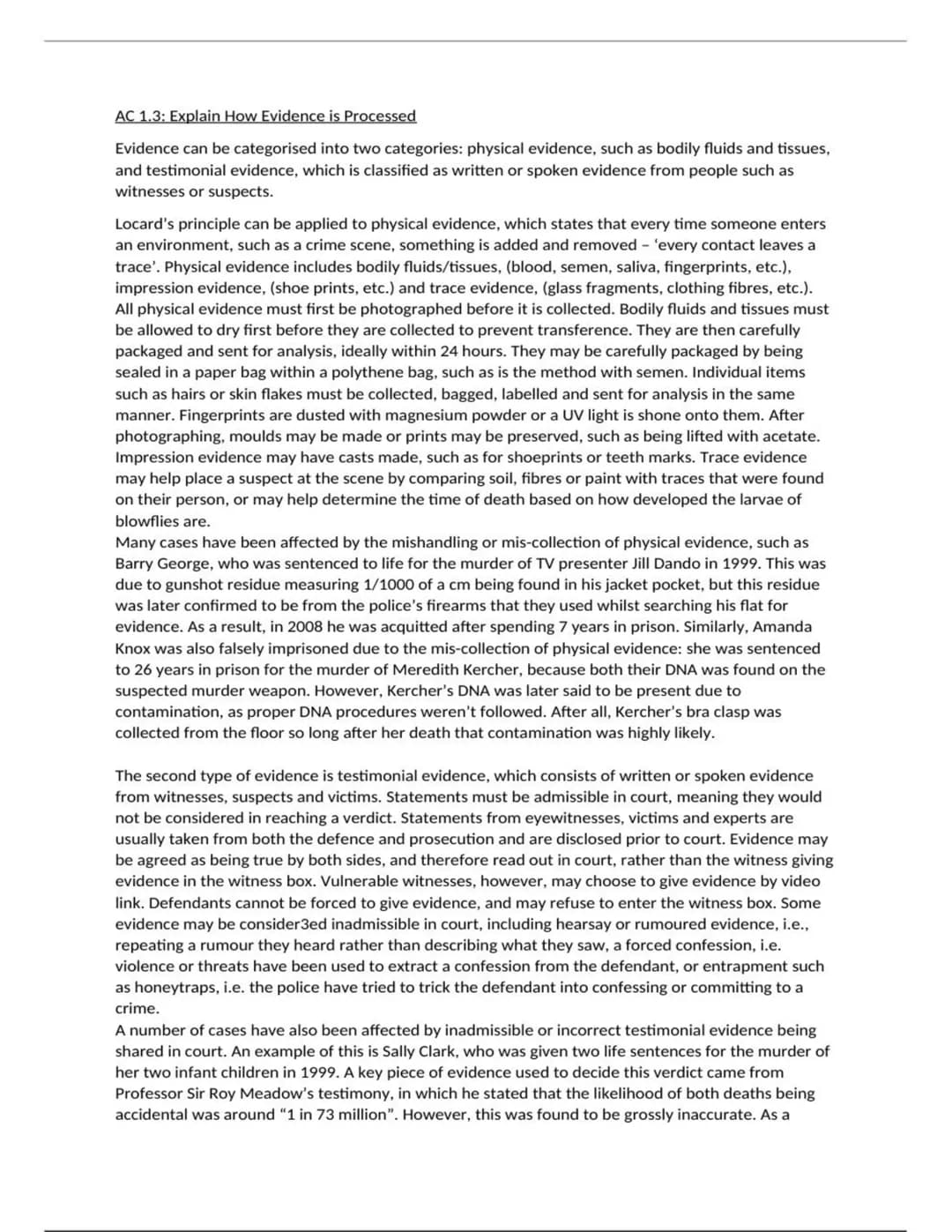 AC 1.1: Explain the Effectiveness of the Roles of Personnel Involved in Criminal Investigations
Several personnel are involved in criminal i