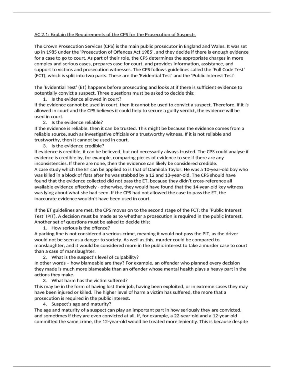 AC 1.1: Explain the Effectiveness of the Roles of Personnel Involved in Criminal Investigations
Several personnel are involved in criminal i