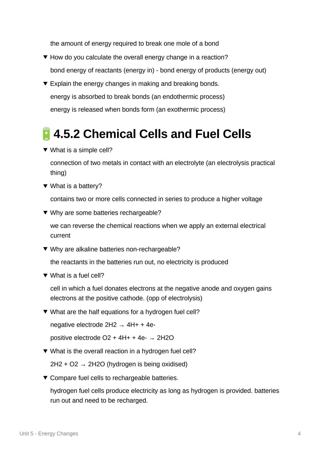 Ĥ
Unit 5 - Energy Changes
4.5.1 Exothermic and Endothermic
Reactions
▼ Exothermic Reactions
▼ Definition
transfers energy to the surrounding