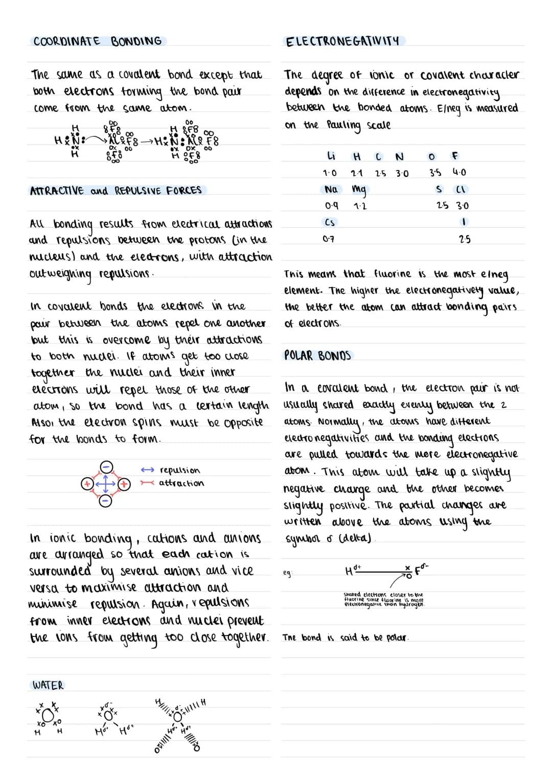COORDINATE BONDING
The same as a covalent bond except that
both electrons forming the bond pair
come from the same atom.
H
H&N:
ATTRACTIVE a