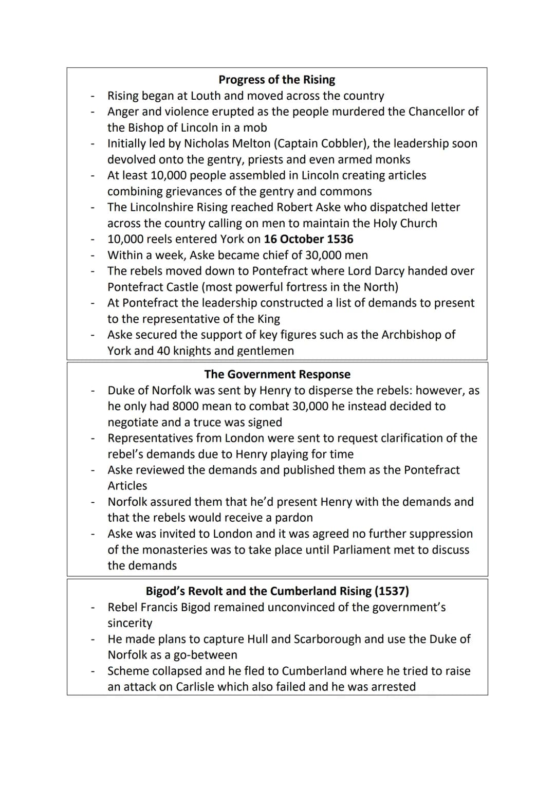 By 1536...
Henry was the Supreme Head of the Church
Organisation of the Church remained unchanged e.g.
transubstantiation was still central 