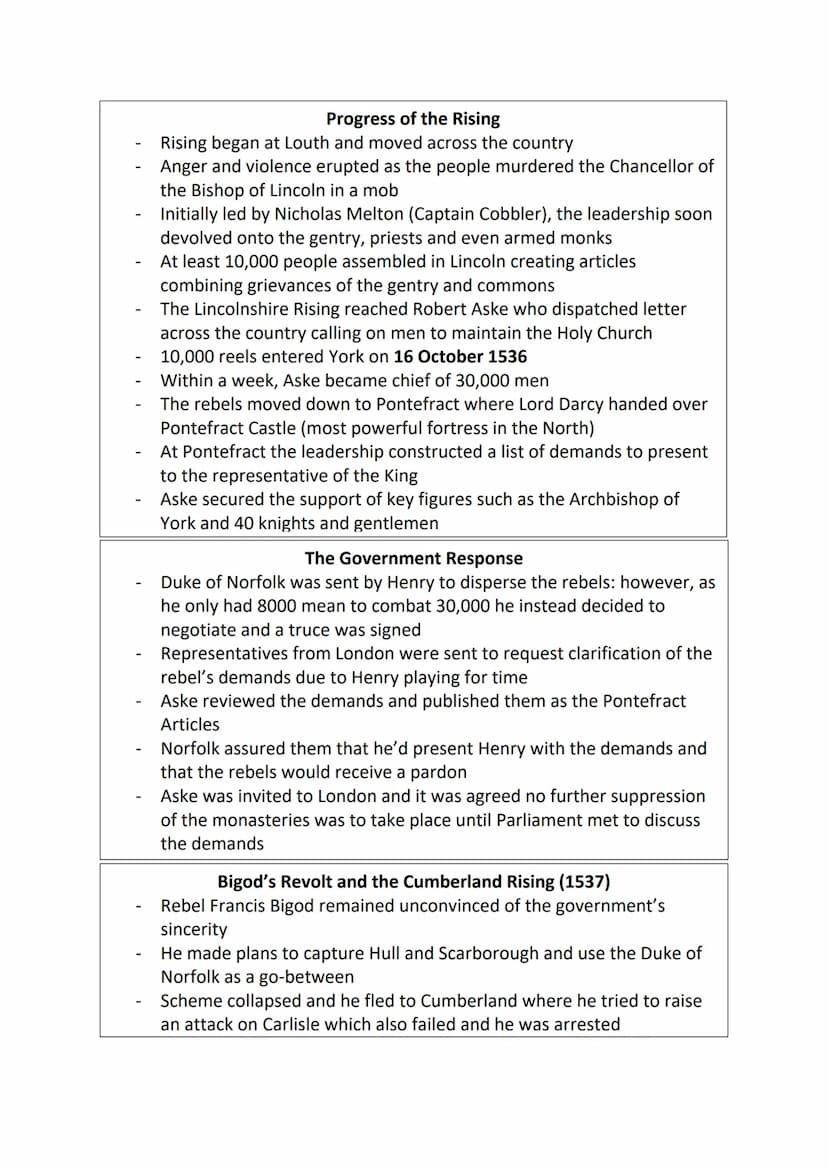 By 1536...
Henry was the Supreme Head of the Church
Organisation of the Church remained unchanged e.g.
transubstantiation was still central 