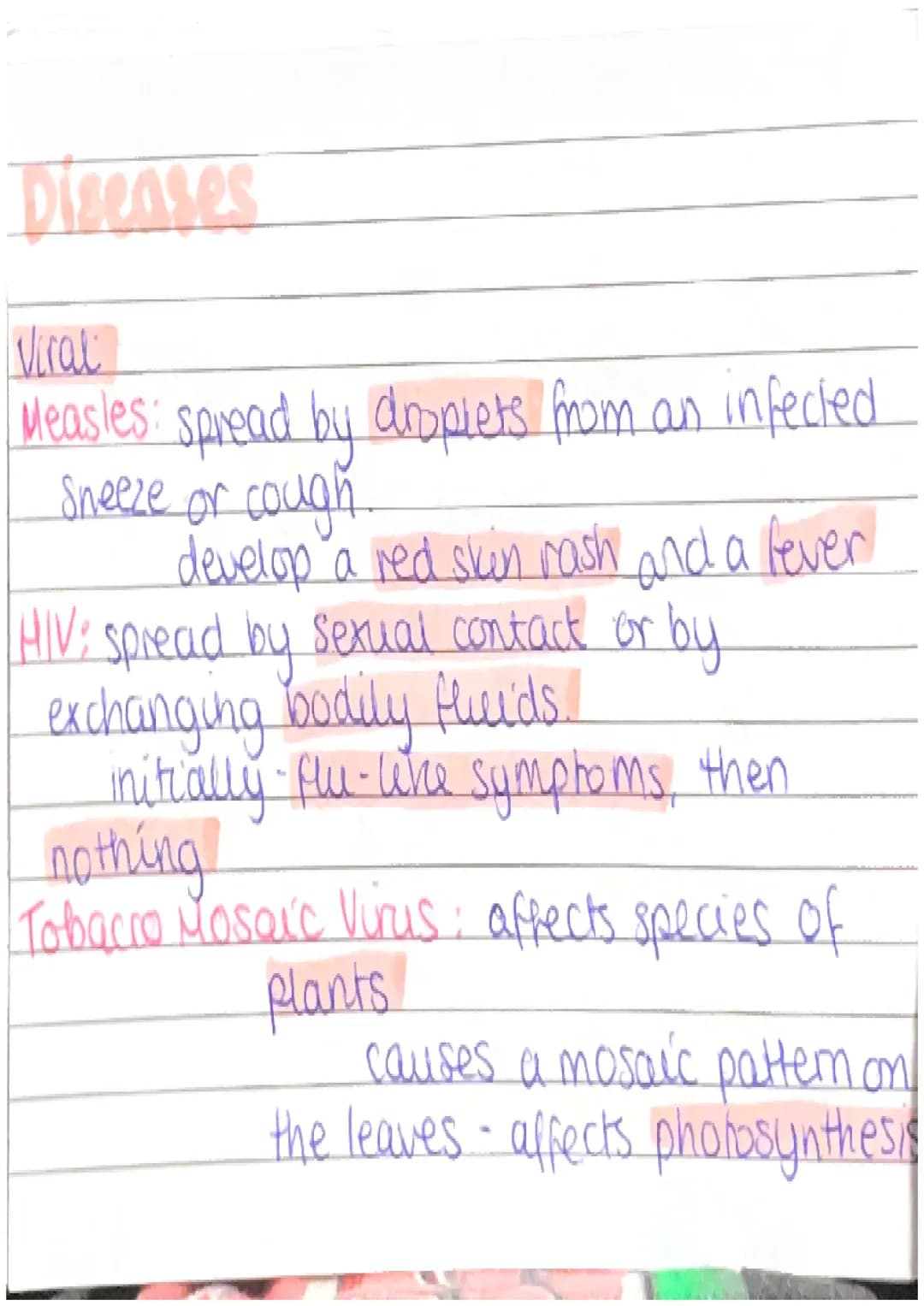 Communicable Diseases
Pathogens
- bacteria - small living cells
-viruses smaller than bacteria
-protists - single-celled eukaryotes.
-fungi-