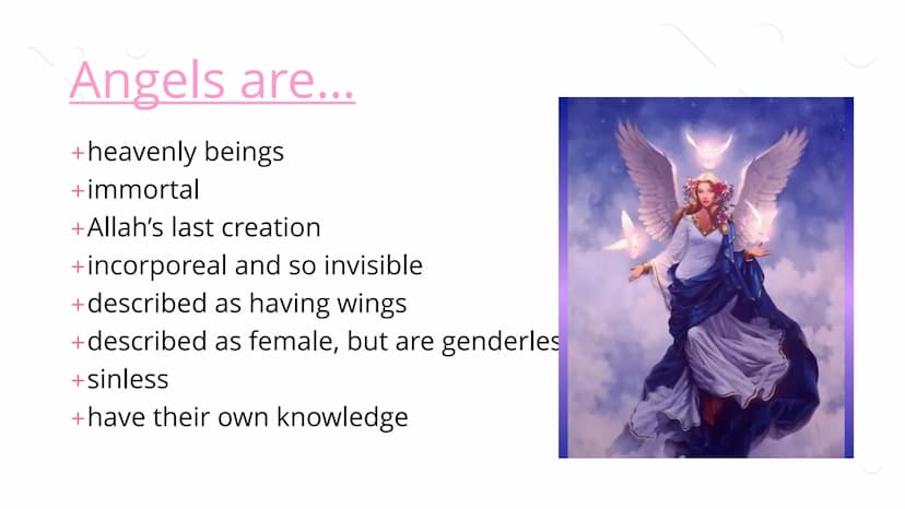 Angels What is an Angel?
+In many religions, an angel is a good spirit. The word angel
comes from the Greek word angelos which means
"messen