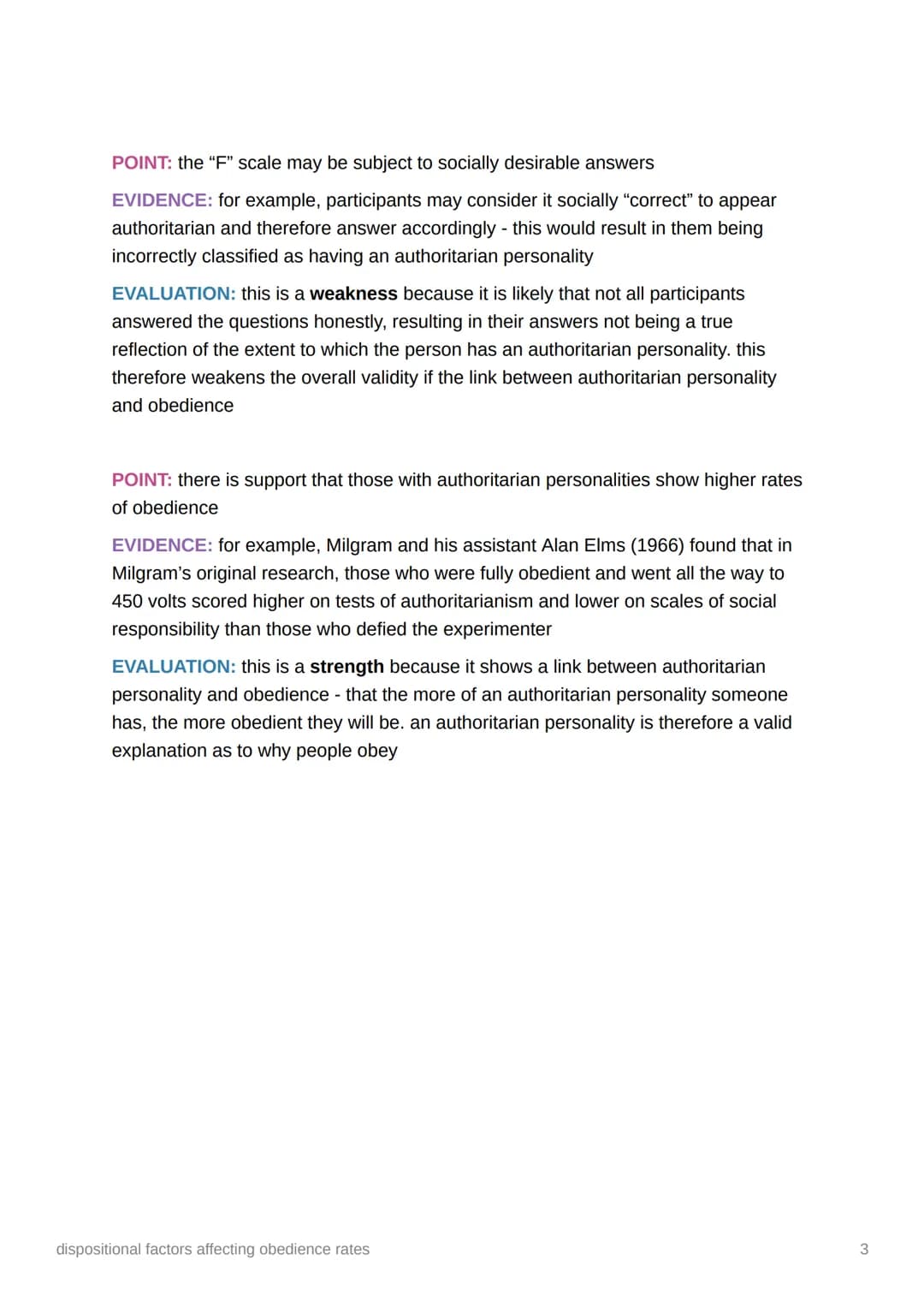 #
dispositional factors affecting
obedience rates
authoritarian personality
a distinct personality pattern characterised by strict adherence