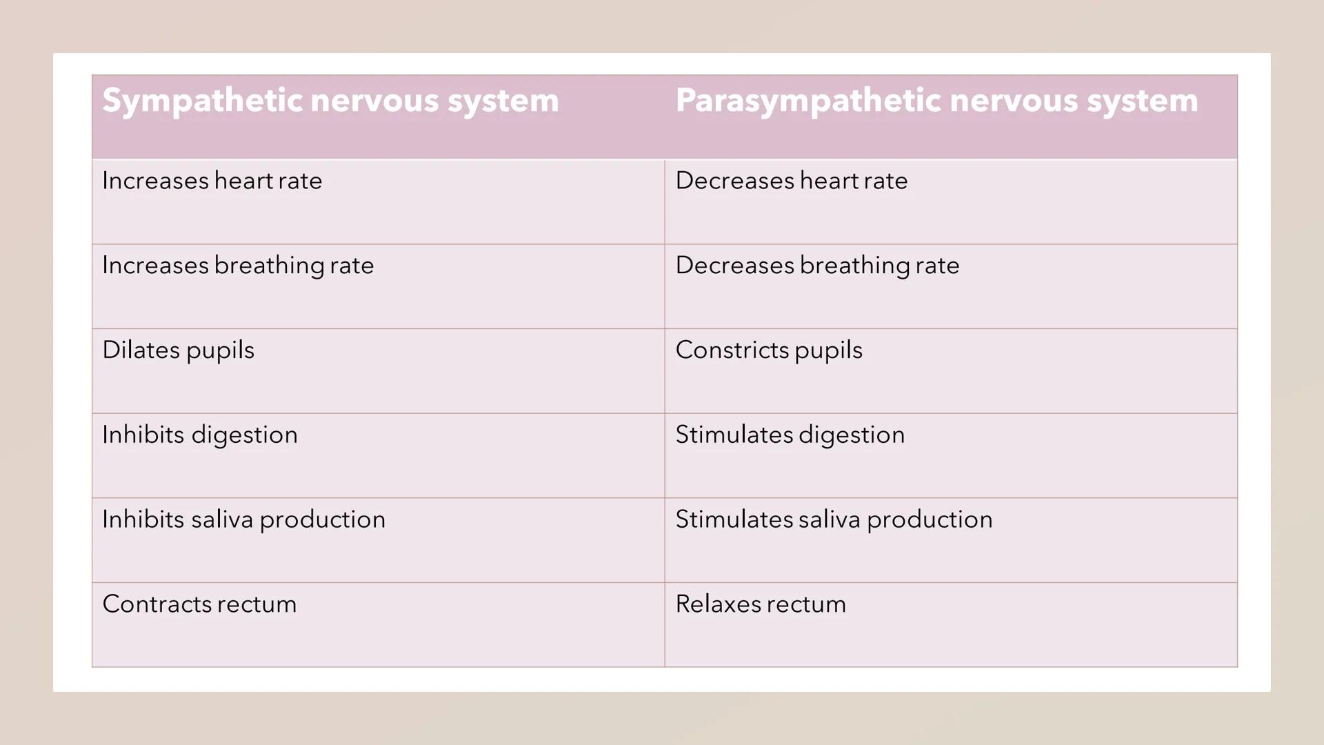 Biopsychology: divisions of
the nervous system The specification says:
The divisions of the nervous system: central and peripheral (somatic 