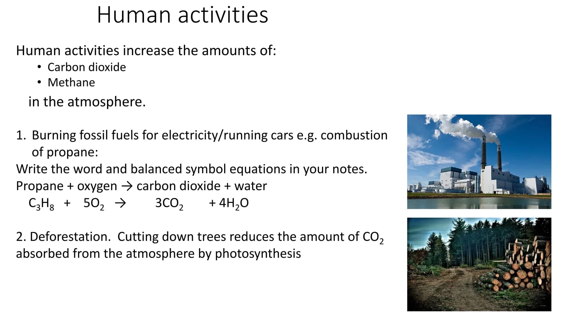 Greenhouse gases
Greenhouse gases in the
atmosphere maintain
temperatures on Earth
high enough to support
life.
Water vapour (H₂O),
carbon d