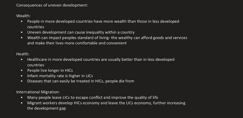 Factors causing uneven development:
Physical
1. Poor climate
- Really hot or really cold
or dry climate which
means it is extremely
hard to 