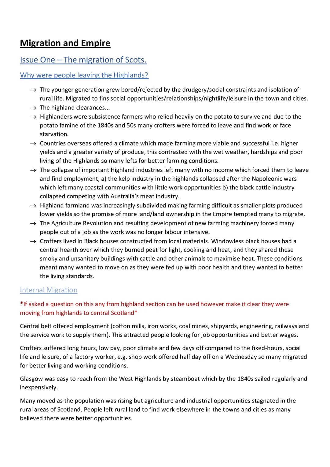 Migration and Empire notes