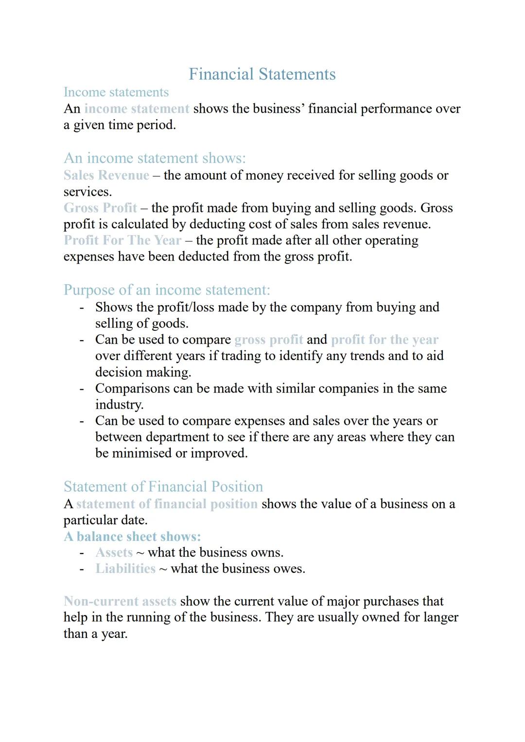 Income statements
# Financial Statements
An income statement shows the business' financial performance over
a given time period.

An income 