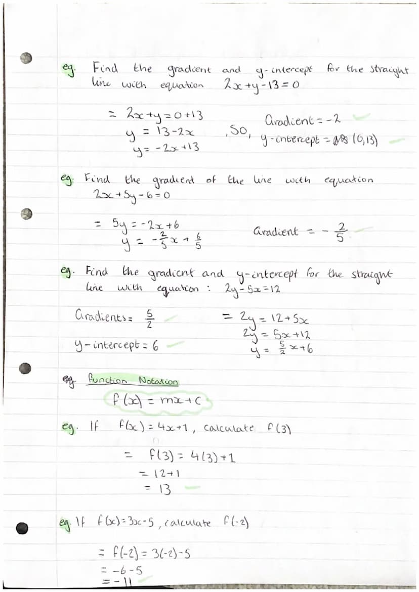 Equation of a Straight line
straight line
and the
The equation of a
Coordinates
using
eg.
y
eg. Find the equation of the line
passing throug