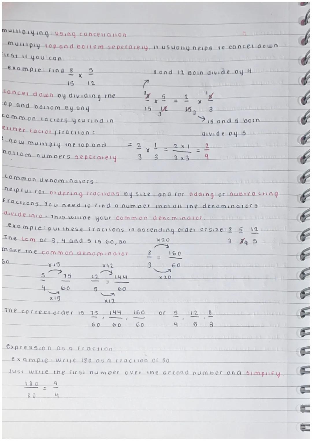 fractions
cancelling down simplifying
To conce, down or simplty a fraction, divide top and bottom by ine
same number, thi they won't go furi