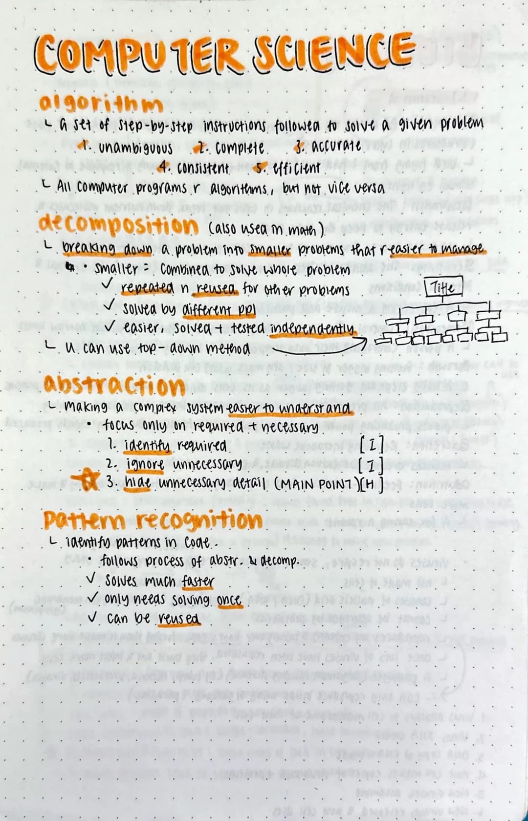 COMPUTER SCIENCE
algorithm
La set of step-by-step instructions followed to solve a given problem
unambiguous 2. Complete. 3. accurate.
4. co