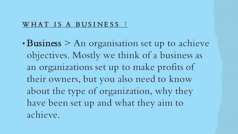 Business
UNDERSTANDING BUSINESS
\/ THE ROLE OF BUSINESS IN
SOCIETY
Understanding Business. WHAT IS A BUSINESS ?
• Business > An organisation
