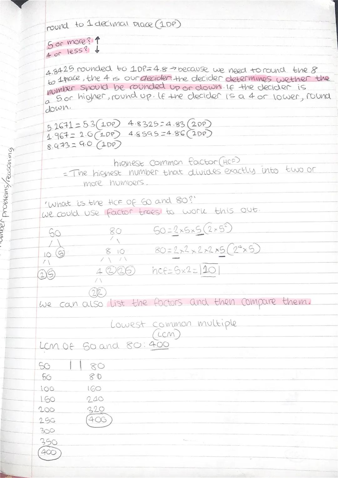 problems/reasoning
round to 1 decimal Place (IDP)
5 or more? ↑
4 or less?!
4.8425 rounded to 1DP = 4.8 - because we need to round the 8
to I