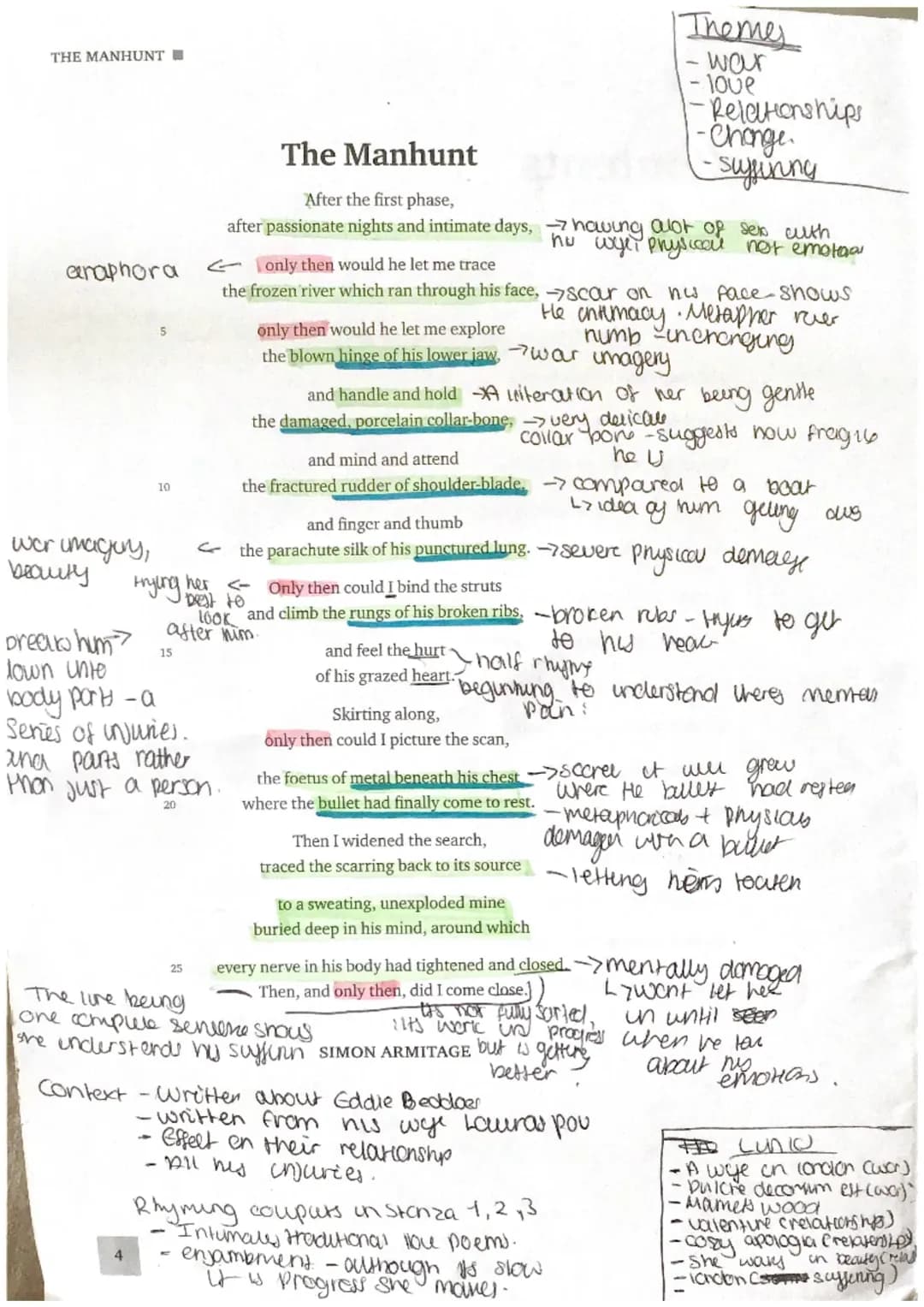 Your Ultimate Guide to the Wjec Eduqas Poetry Anthology & Analysis of The Manhunt and Sonnet 43