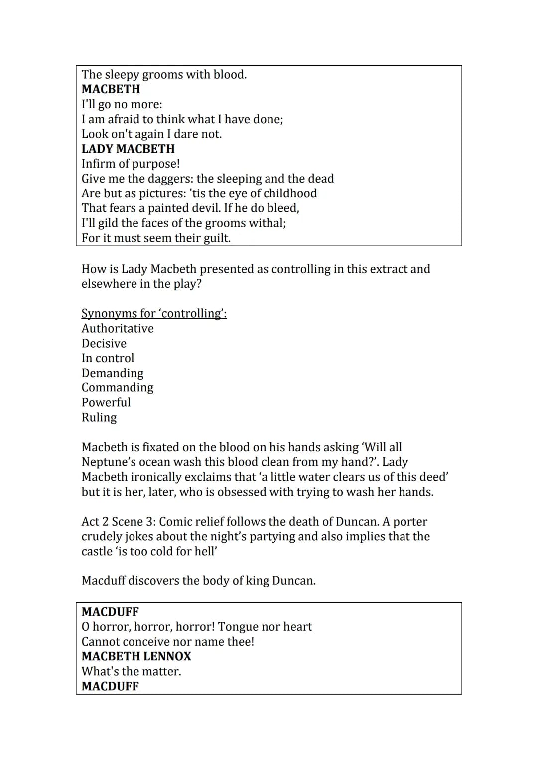 Shakespeare's
'Macbeth'
The best bits'
booklet Act 1
Act 1 Scene 1: The witches 'Fair is foul, and foul is fair' is an example
of a paradox.