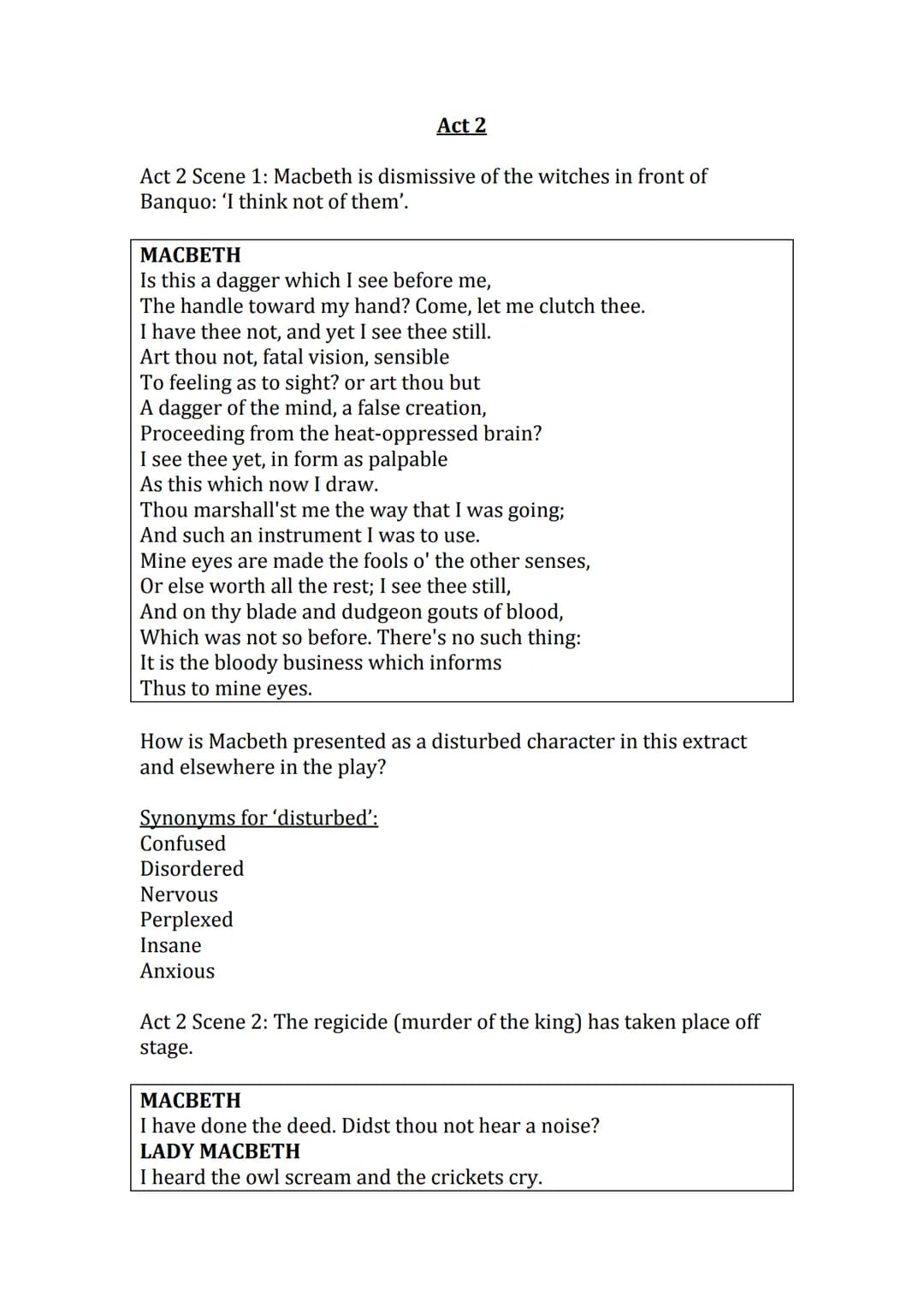 Shakespeare's
'Macbeth'
The best bits'
booklet Act 1
Act 1 Scene 1: The witches 'Fair is foul, and foul is fair' is an example
of a paradox.