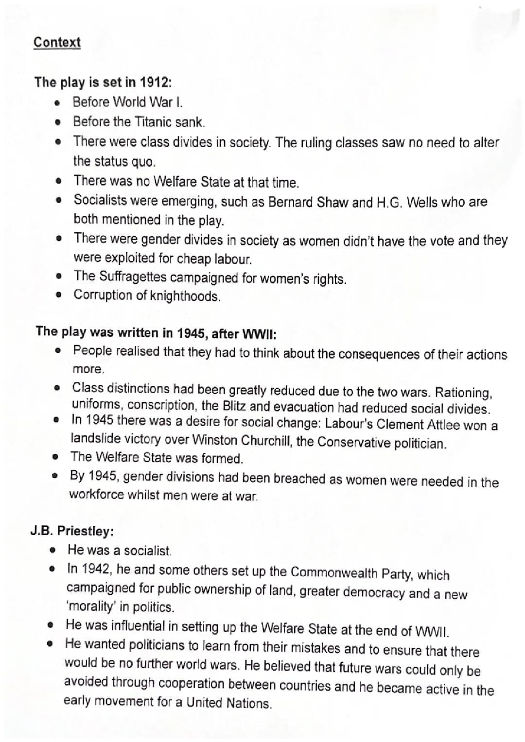 An Inspector Calls context