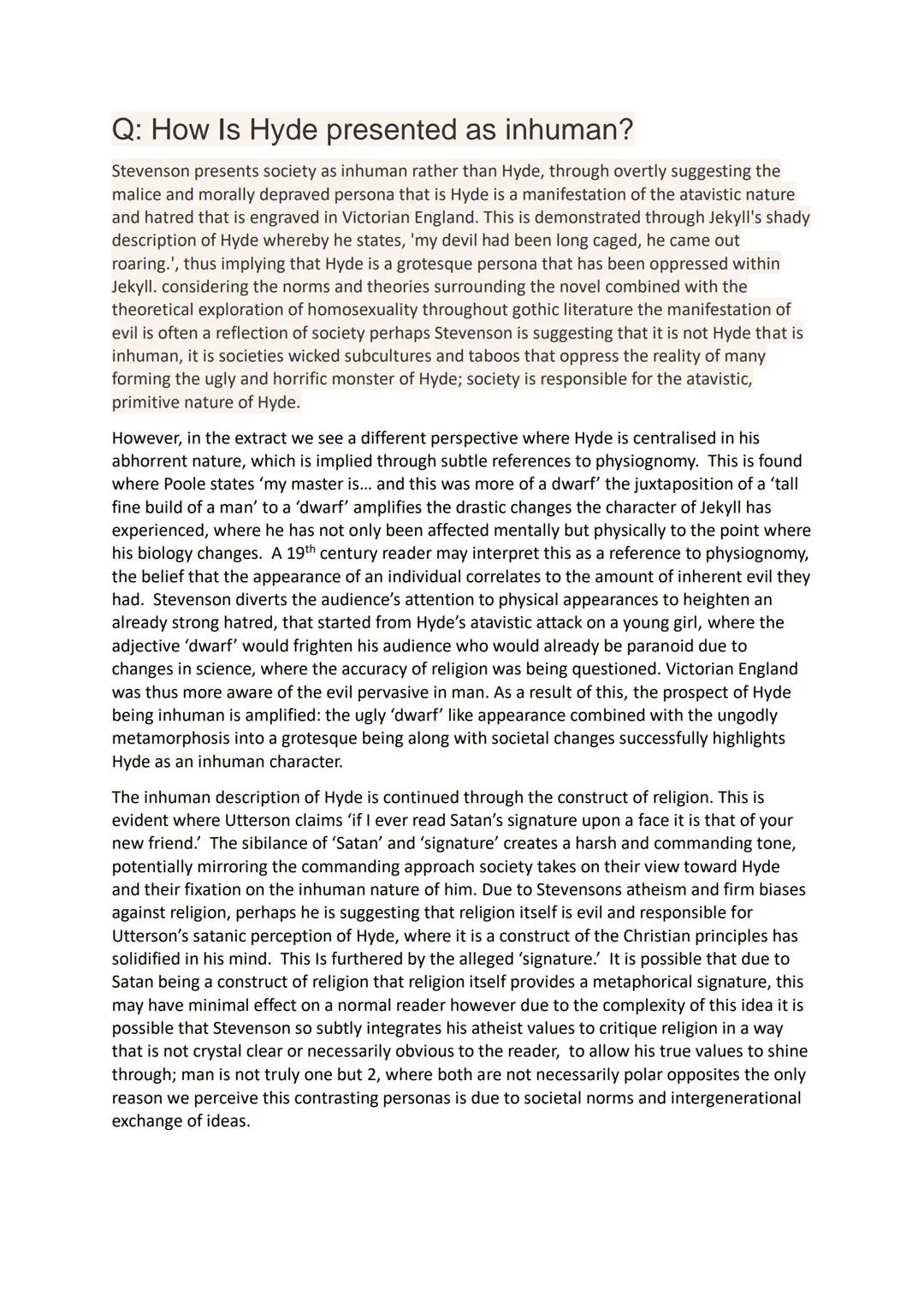 English Literature Jekyll and Hyde essay.