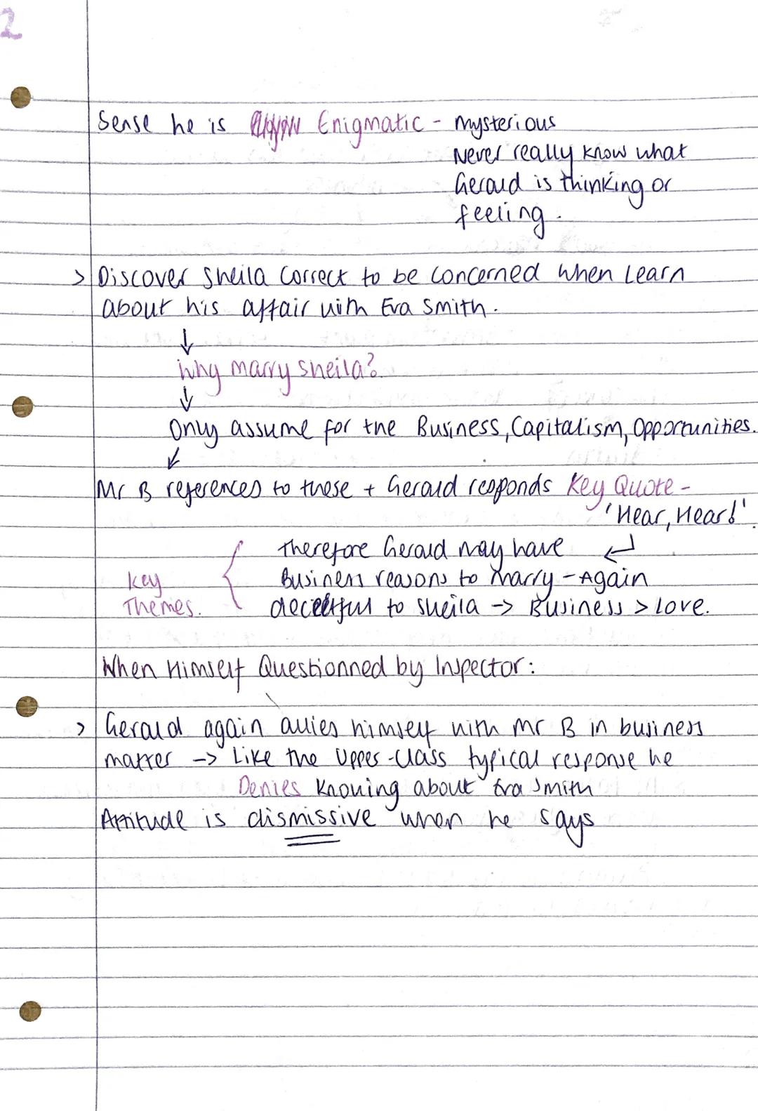 1
Gerald Croft.
Context:
- Priestleys tool to reveal the flows of upper classes.
Represents - Aristocracy hender roles.

↳ 1912 exploited wo