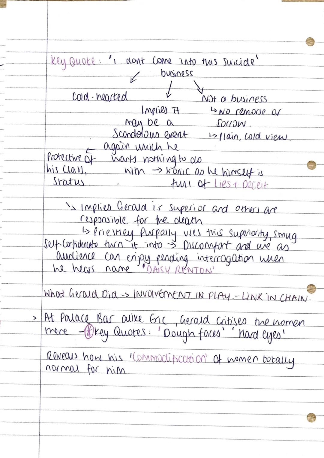 1
Gerald Croft.
Context:
- Priestleys tool to reveal the flows of upper classes.
Represents - Aristocracy hender roles.

↳ 1912 exploited wo