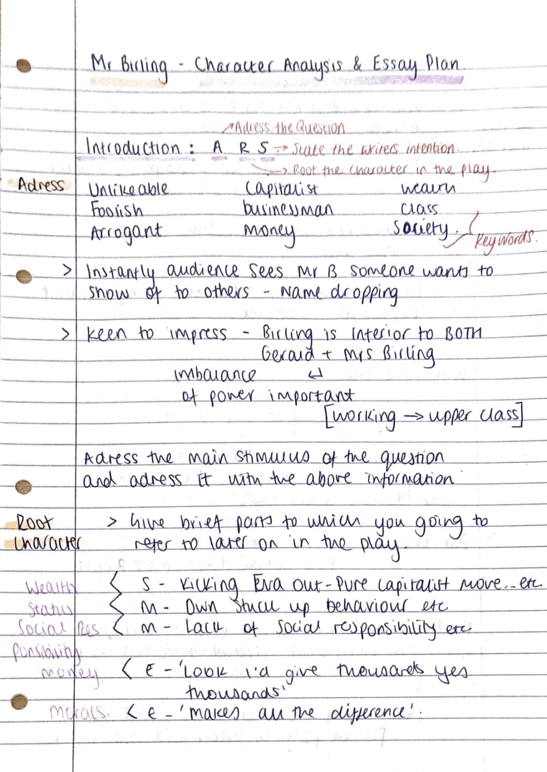 An Inspector Calls - A Character Analysis on Mr Birling