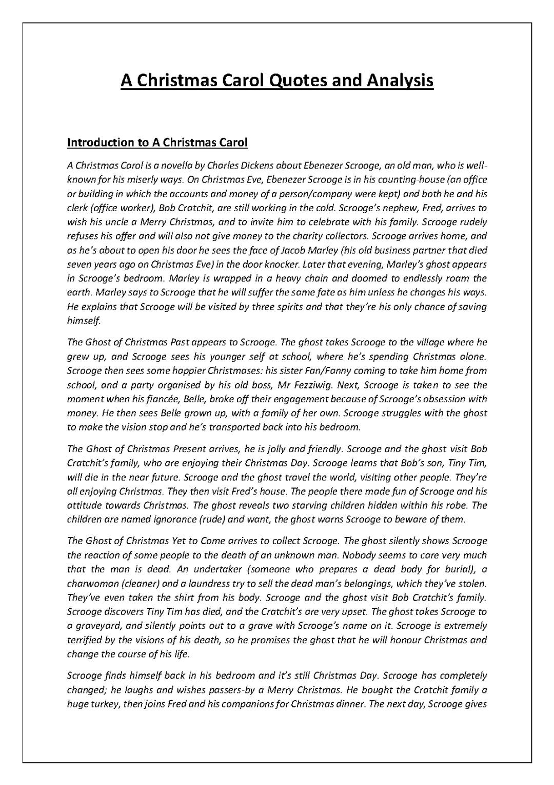 A Christmas Carol: Key Quotes and Analysis for Kids