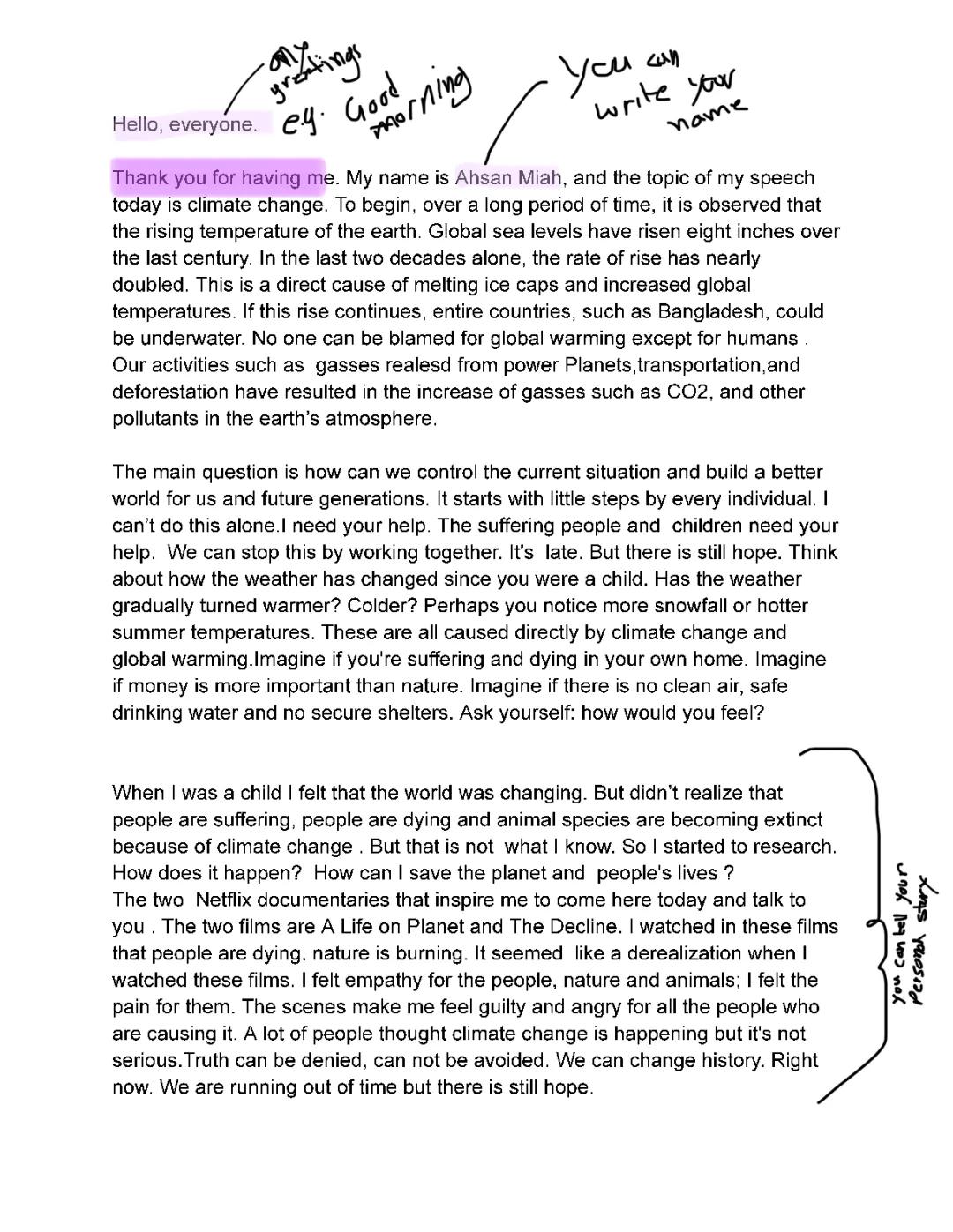 Short and Easy Speeches on Climate Change with Model Answers (1, 2, 3, and 5 Minutes)