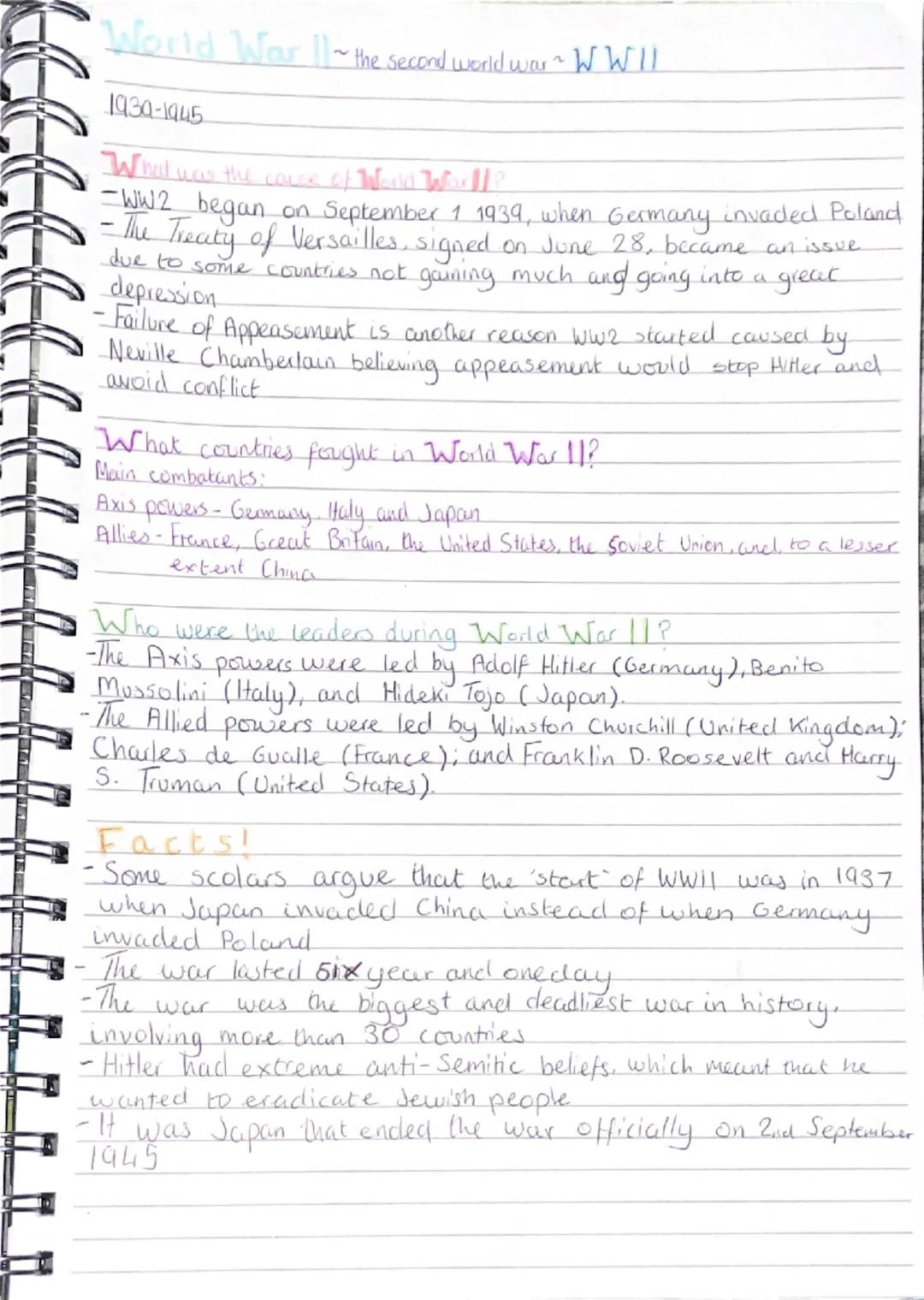 World War 11 ~ the second world war ~ WW II
1939-1945
What was the cause of World War P
- WW2 began on September 1 1939, when Germany invade