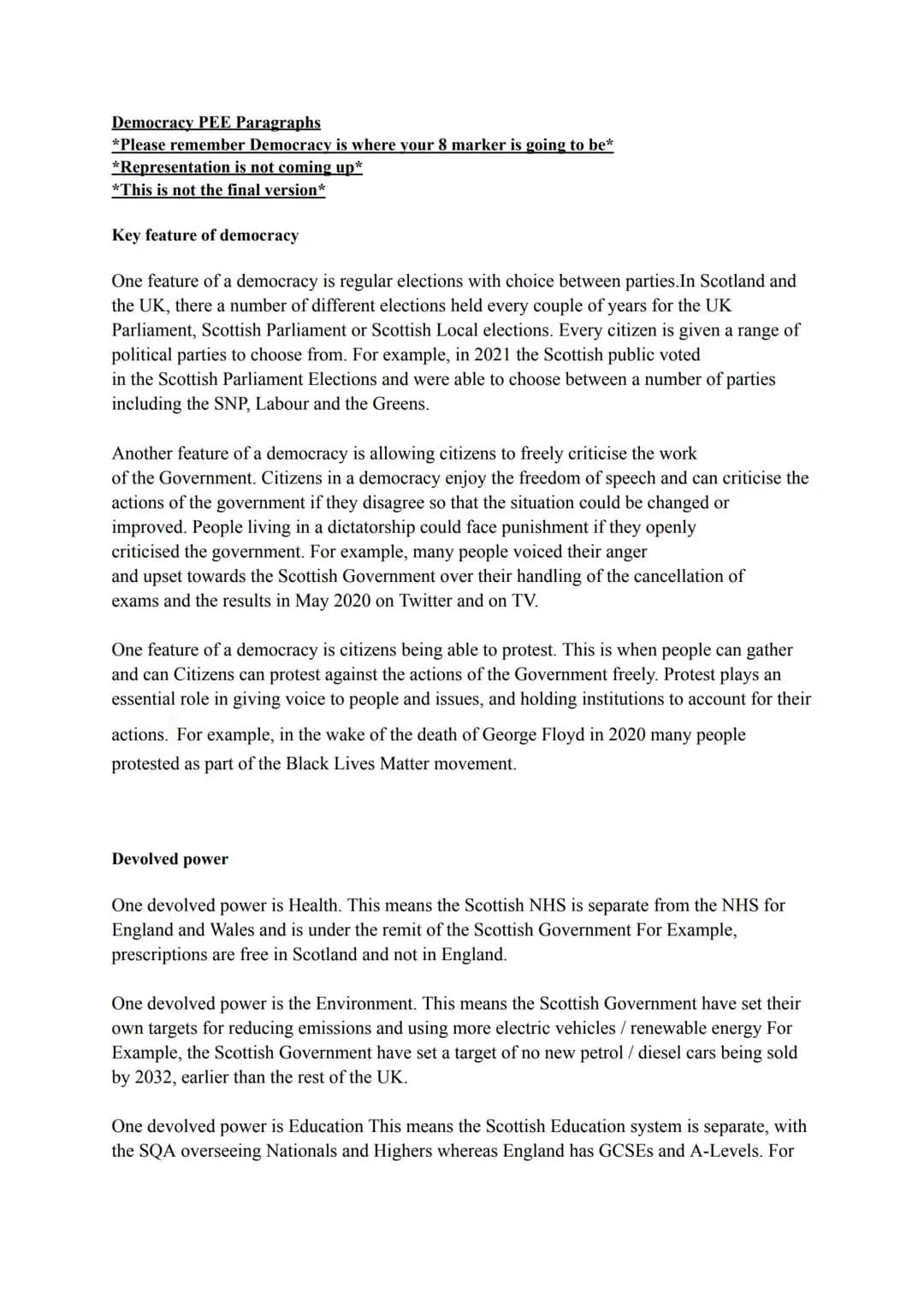 All About Democracy in Scotland for Nat 5 Modern Studies