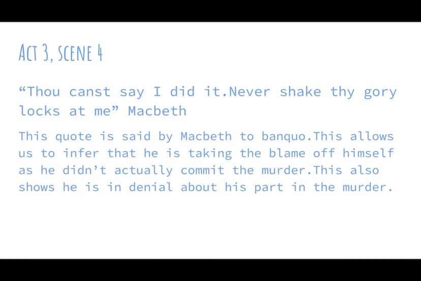 MACBETH QUOTES
-Jen ACT 1. SCENE 1
"Fair is foul and fouls is fair"
witches
-
The
Shows the witches malicious (nasty/cruel)
intent. This quo