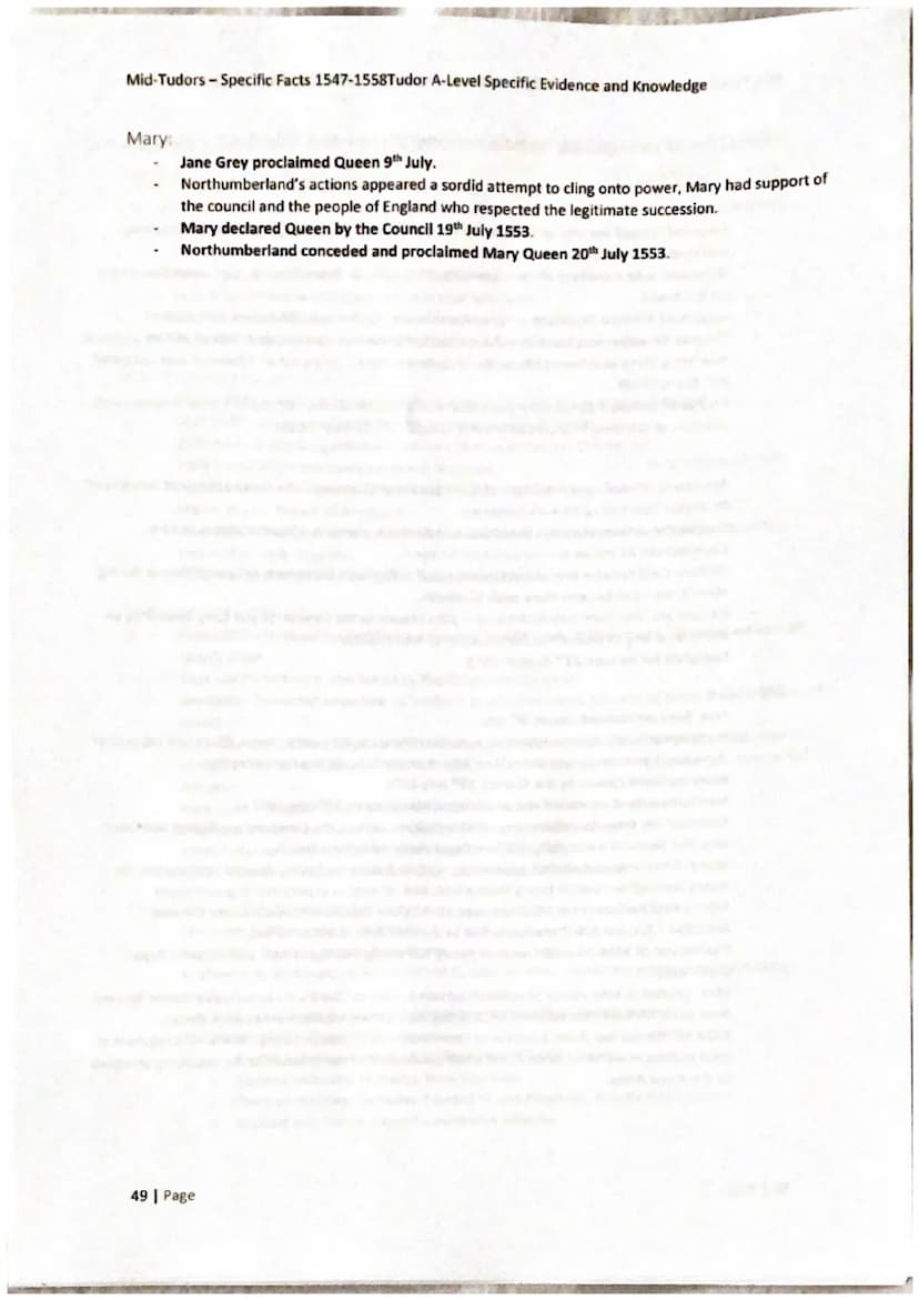 Mid-Tudors-Specific Facts 1547-1558Tudor A-Level Specific Evidence and Knowledge
47 Page
Mid Tudors:
1547-1558 Mid-Tudors-Specific Facts 154