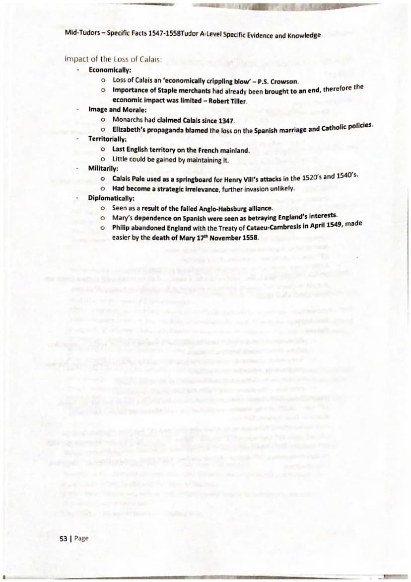 Mid-Tudors-Specific Facts 1547-1558Tudor A-Level Specific Evidence and Knowledge
47 Page
Mid Tudors:
1547-1558 Mid-Tudors-Specific Facts 154