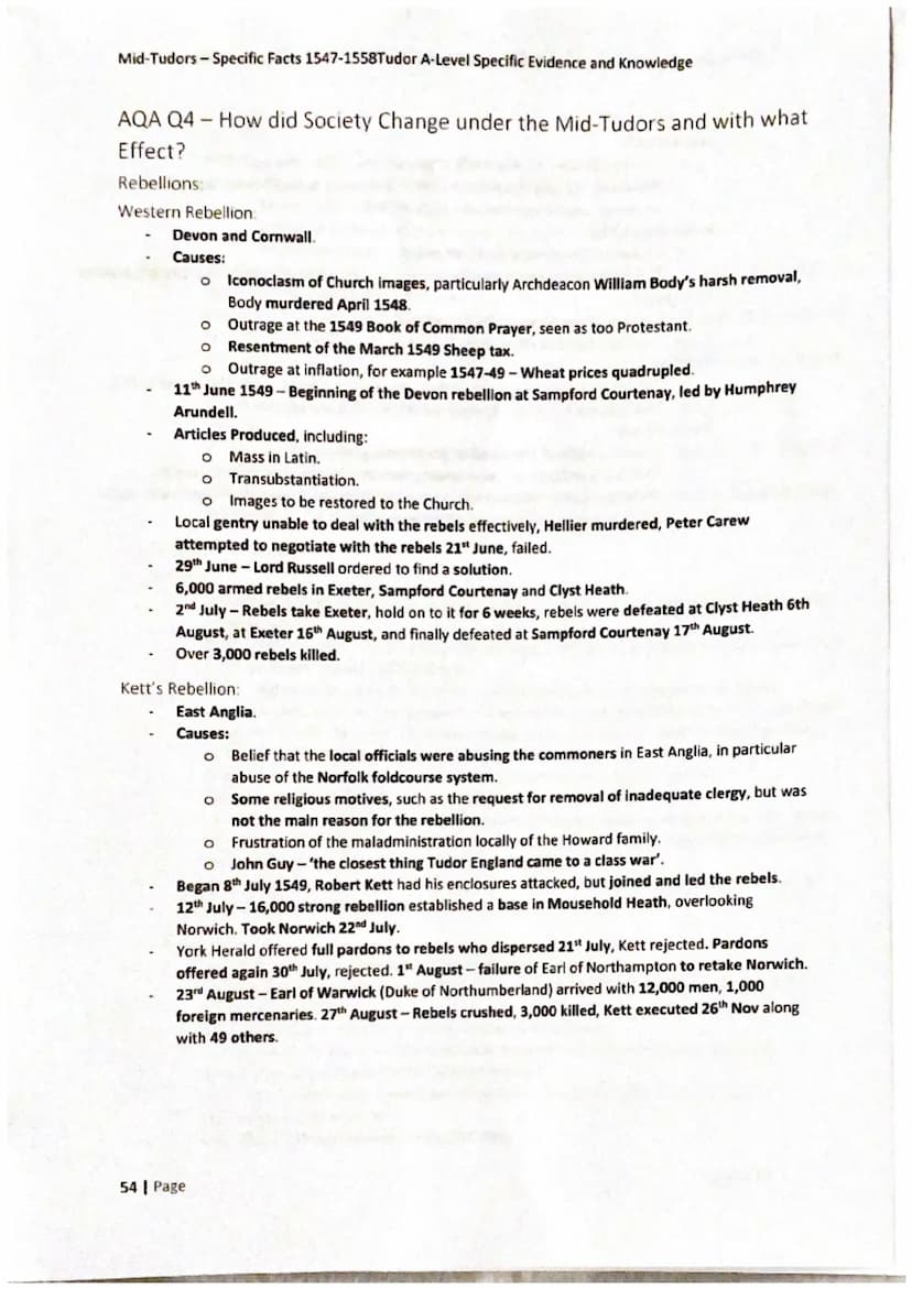 Mid-Tudors-Specific Facts 1547-1558Tudor A-Level Specific Evidence and Knowledge
47 Page
Mid Tudors:
1547-1558 Mid-Tudors-Specific Facts 154