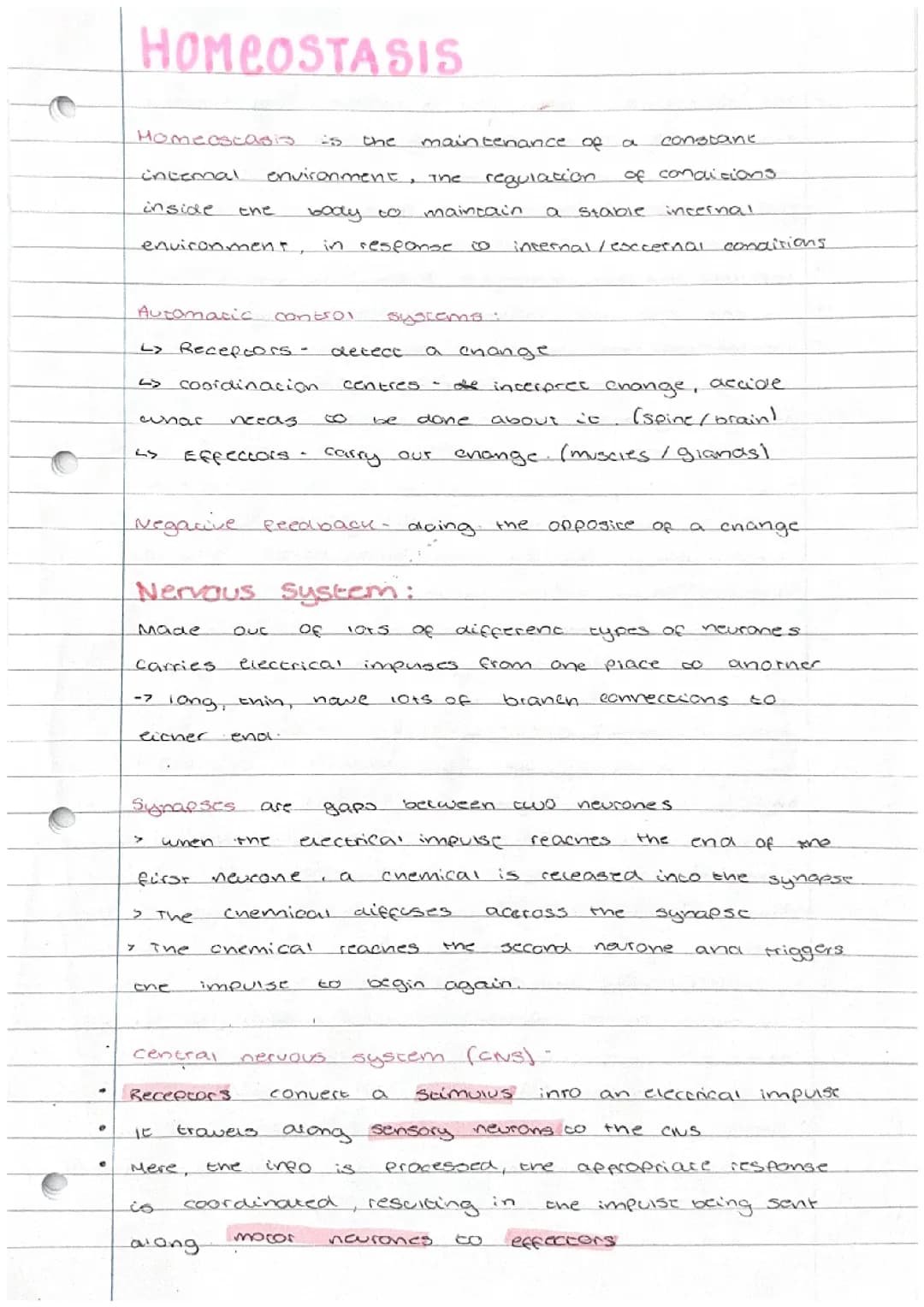 Homeostasis topic - Biology paper 2