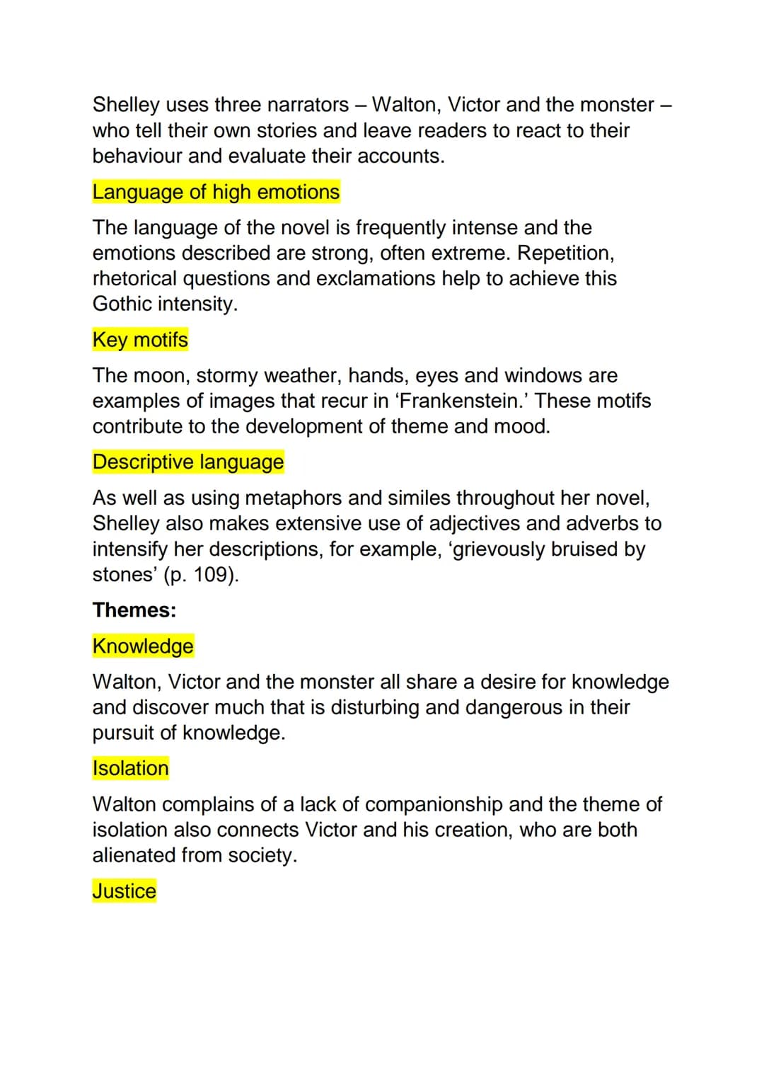 Frankenstein notes:
Characters:
Robert Walton
A determined and adventurous young man. Victor Frankenstein
tells his 'strange and terrific st